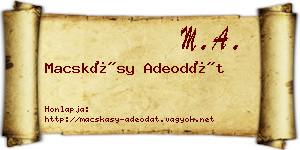 Macskásy Adeodát névjegykártya